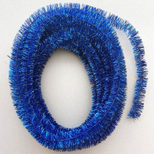 Cobalt Blue Metallic Wired Tinsel Trim or Garland ~ 7/8" wide ~ 10 meter length